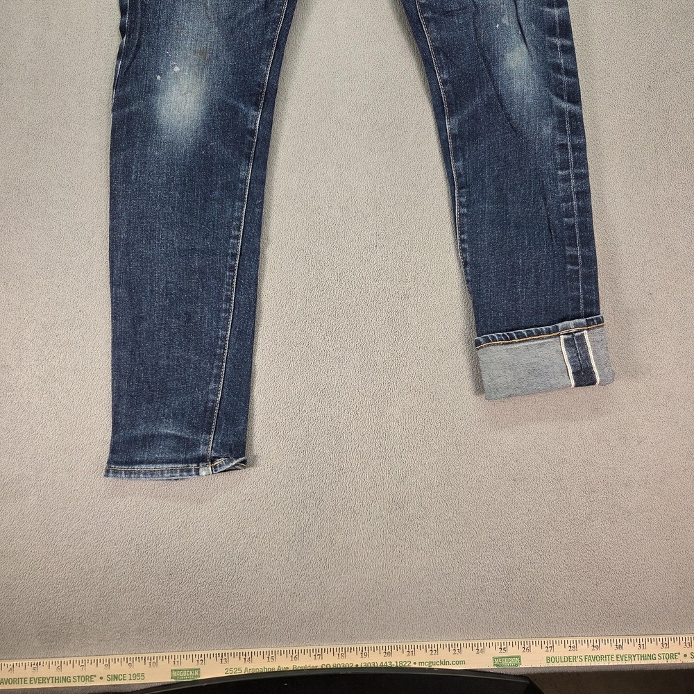 Selvedge Jeans Mens Blue Slim Skinny Stretch Distressed Fits 30x30 - Picture 14 of 15